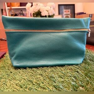 Extra Large Seafoam Makeup Bag Portland Leather Goods